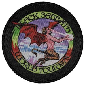 Принтирана нашивка Black Sabbath World Tour 1975 с фигура и лазери
