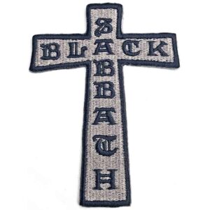 Нашивка Black Sabbath Кръст бродирана сиво черна