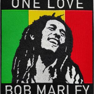 Бродирана нашивка на Bob Marley с надпис One Love на цветен фон