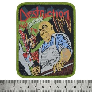 Правоъгълна нашивка Destruction Mad Butcher с изображение на касапин.