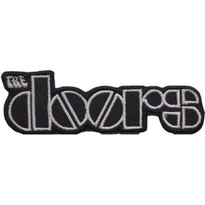 Бродирана нашивка с бяло стилизирано лого на групата The Doors върху черен плат