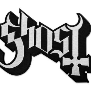 Бродирана нашивка за дрехи Ghost с бяло готическо лого
