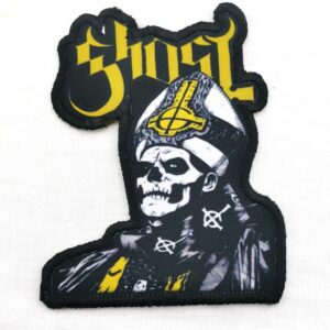 Бродирана нашивка Ghost с Papa Emeritus и жълто лого.