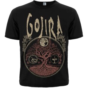 Черна метъл тениска на Gojira с дървото на живота от албума The Link