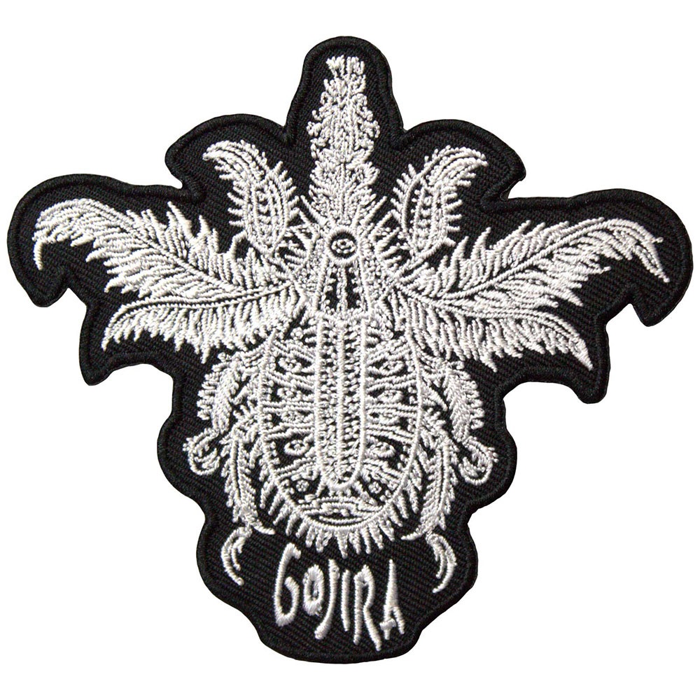 Бродирана нашивка Gojira с бял бръмбар на черен фон