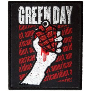 Бродирана нашивка Green Day American Idiot с червена ръка граната