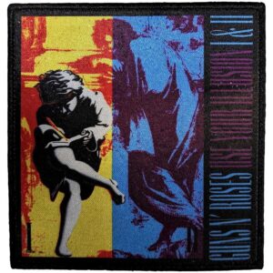 Официална текстилна нашивка Guns N' Roses Use Your Illusion с жълто и синьо