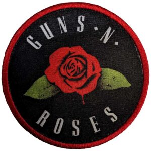 Кръгла нашивка Guns N' Roses Logo с червена роза