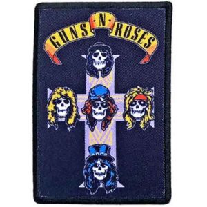 Правоъгълна нашивка Guns N' Roses с кръст и пет черепа