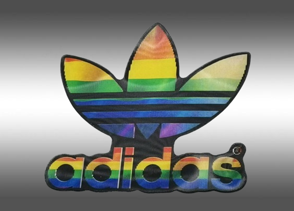 3D стикер за кола Adidas холограмен ефект преливащи цветове детелина