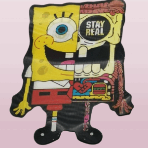 3D стикер за кола SpongeBob Stay Real анатомия скелет жълт забавен дизайн