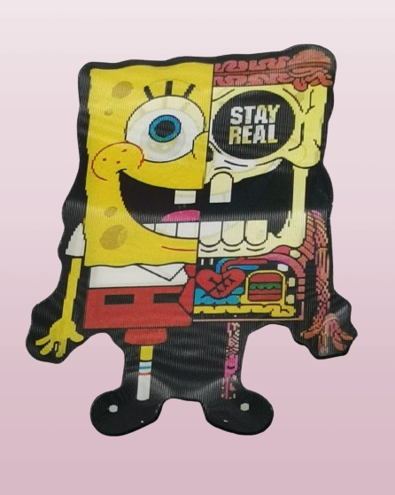 3D стикер за кола SpongeBob Stay Real анатомия скелет жълт забавен дизайн