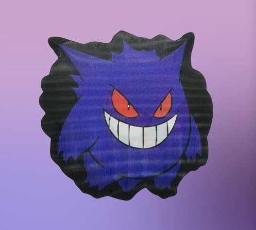 3D стикер за кола Gengar лилав покемон с усмивка и червени очи