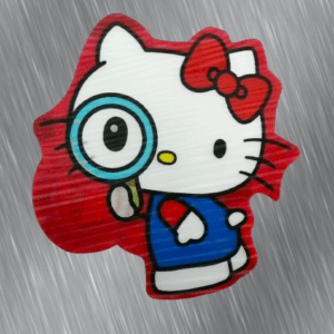 3D стикер за кола Hello Kitty детектив с лупа аниме лепенка