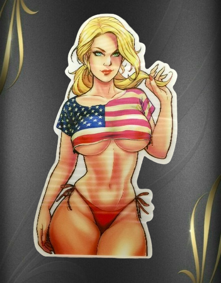 3D стикер с руса мацка еротичен дизайн за кола American Girl