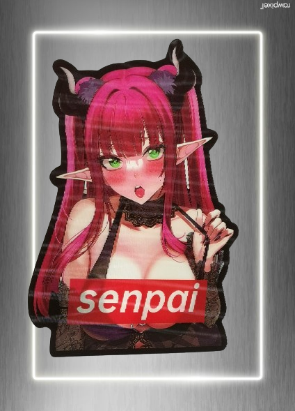 3D стикер за кола Rizu Kyun Waifu еротичен аниме дизайн за лаптоп Senpai