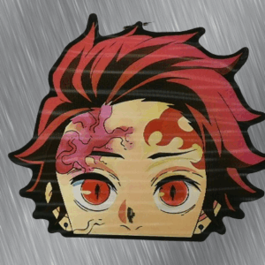 3D стикер за кола Tanjiro Kamado Demon Slayer аниме дизайн червена коса