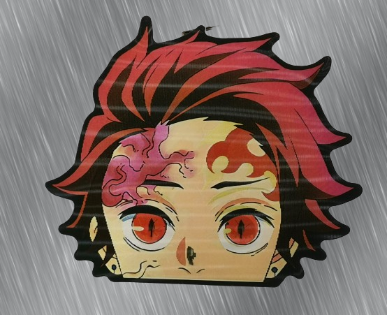 3D стикер за кола Tanjiro Kamado Demon Slayer аниме дизайн червена коса