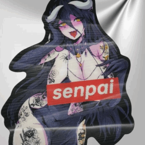 3D стикер за кола Gyaru Albedo с татуировки и senpai надпис