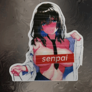 Еротичен 3D аниме стикер Wet JK Matarou за декорация на лаптоп