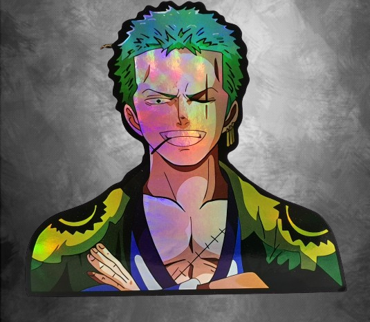Аниме 3D холограмен стикер Zoro One Piece за декорация на лаптоп
