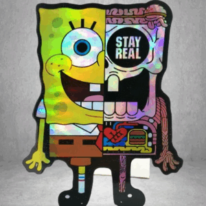 Холограмен стикер SpongeBob Stay Real за кола и тунинг дизайн