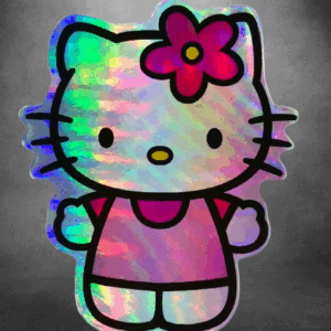 Холограмен стикер Hello Kitty Sanrio за кола и лаптоп каваай дизайн