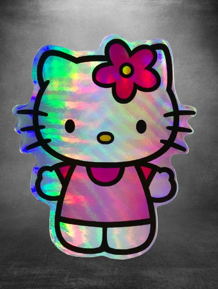 Холограмен стикер Hello Kitty Sanrio за кола и лаптоп каваай дизайн