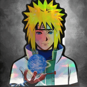 Холограмен аниме стикер Minato Namikaze с Расенган от Naruto за лаптоп