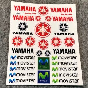 Стикери за каска Yamaha Movistar Racing комплект синьо и зелено