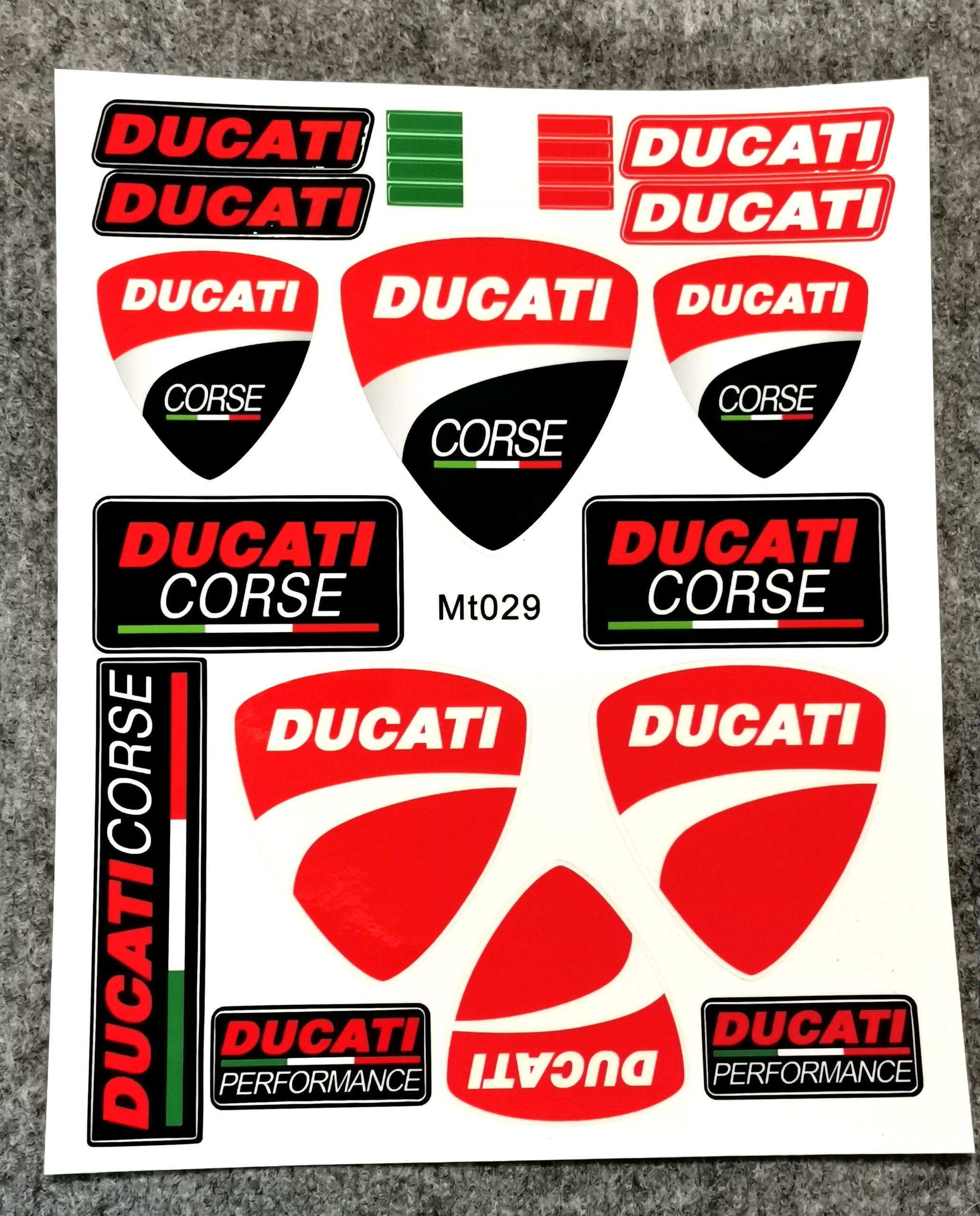 Комплект тунинг стикери за мотор Ducati Corse червен щит италиански флаг