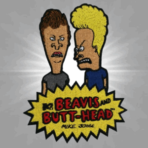 Цветна бродирана нашивка Beavis and Butt-Head с героите и логото на предаването.