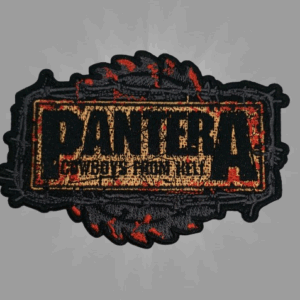 Бродирана нашивка на Pantera Cowboys From Hell с бодлива тел и острие.