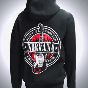 Суичър с цип на Nirvana, качествена щампа 100 % памук - Hover Image