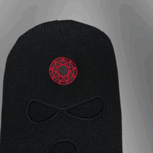 Черна маска балаклава Slipknot с бродирана червена неаграма - Hover Image
