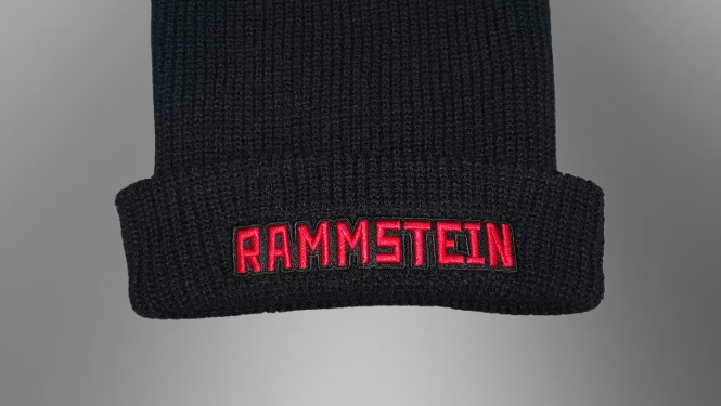 Черна плетена маска балаклава Rammstein с три отвора и червено лого - Image 6