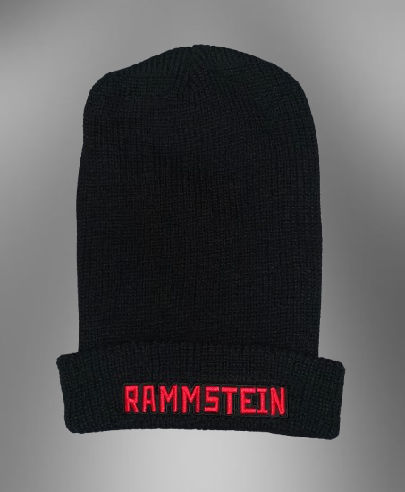 Черна плетена маска балаклава Rammstein с три отвора и червено лого - Image 7
