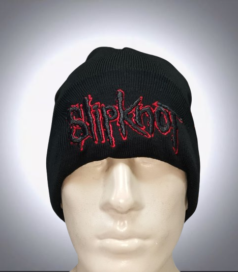 Черна зимна шапка Slipknot с бродирано лого в червен контур - Image 2