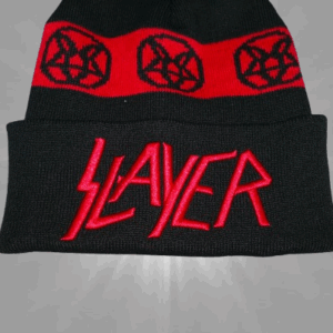 Зимна шапка Slayer с пентаграми и двуцветен помпон - Hover Image