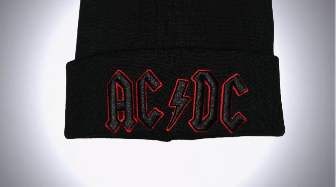 Черна плетена шапка AC/DC с бродирано лого - Image 7