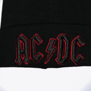 Черна зимна шапка с помпон AC/DC с контурно лого - Hover Image
