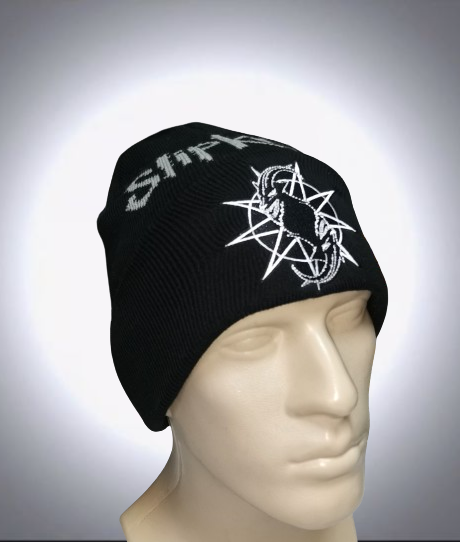 Черна плетена шапка Slipknot с коза и лого - Image 4