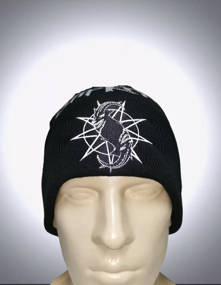 Черна плетена шапка Slipknot с коза и лого - Image 3