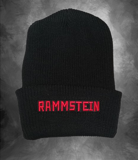 Черна плетена маска балаклава Rammstein с три отвора и червено лого - Image 9