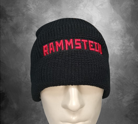 Черна плетена маска балаклава Rammstein с три отвора и червено лого - Image 11