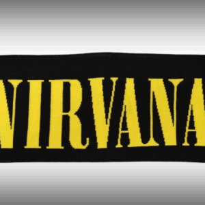 Плетен гръндж шал Nirvana с жълто лого и смайлита - Hover Image