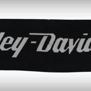 Плетен черен шал Harley-Davidson с лога и бели надписи - Hover Image