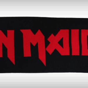 Плетен зимен шал Iron Maiden с логото на бандата и детайли с Еди - Hover Image