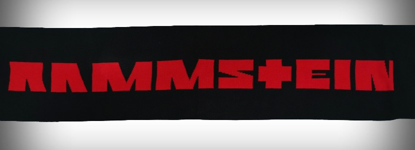 Плетен метъл шал Rammstein с лога и червени надписи - Image 2