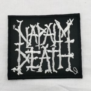 Нашивка Napalm Death бродирано бяло лого на черен фон